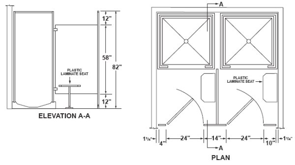 American Sanitary Partition Corp. Cabinet Showers and Dressing Compartments<BR><BR>